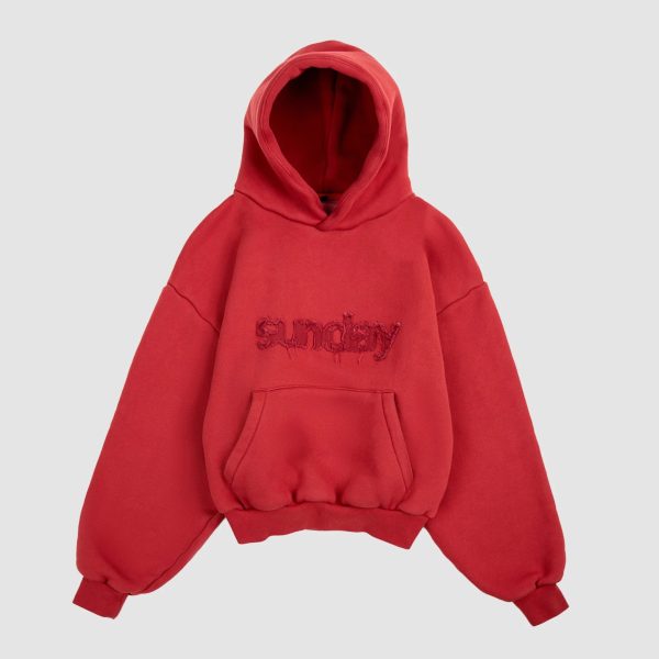 Sunday Heavyweight Appliqué Hoodie Crimson