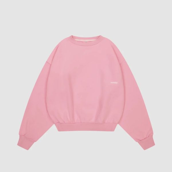 Sunday Heavyweight Script Crewneck Powder Pink